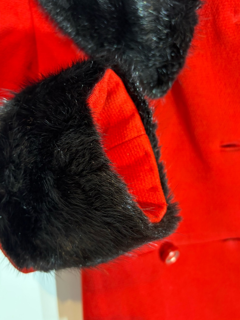 Vintage 1960s Red Wool Genuine Fur Trim Coat XS - Picture 13 of 13